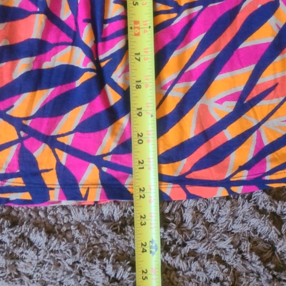 🔴 2/$10 LIKE NEW LB Colorful Leaf Print Pink Navy Coral Skirt Size 14/16 🍃 🍂 - Picture 7 of 9